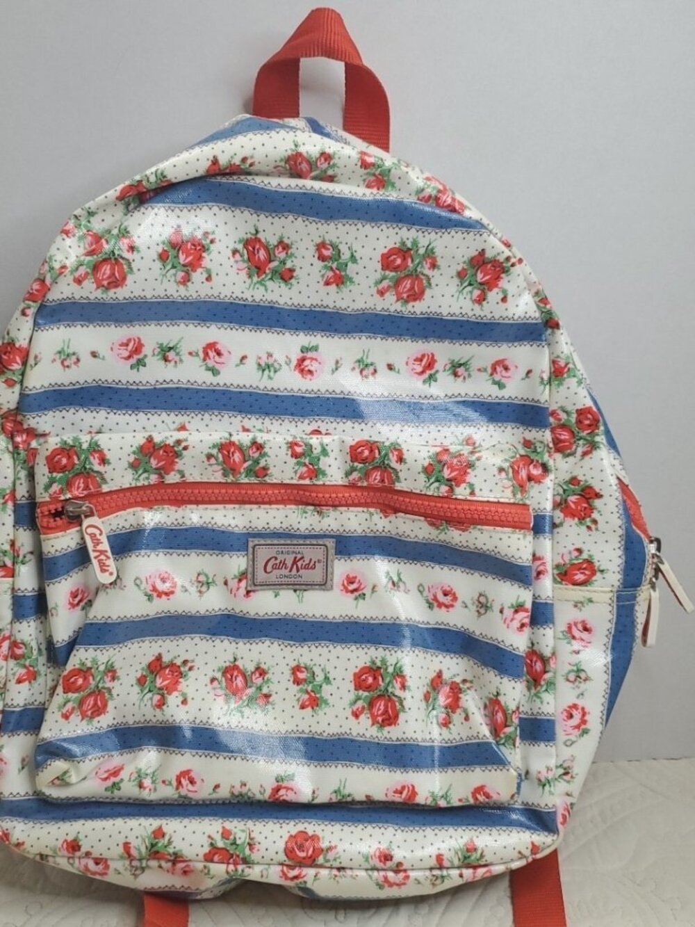 Cath Kidston White Pink Floral Rucksack Oil Cloth 15 Inches Backpack London